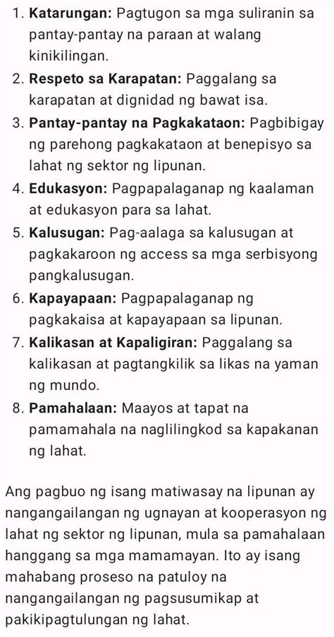 matiwasay na lipunan examples
